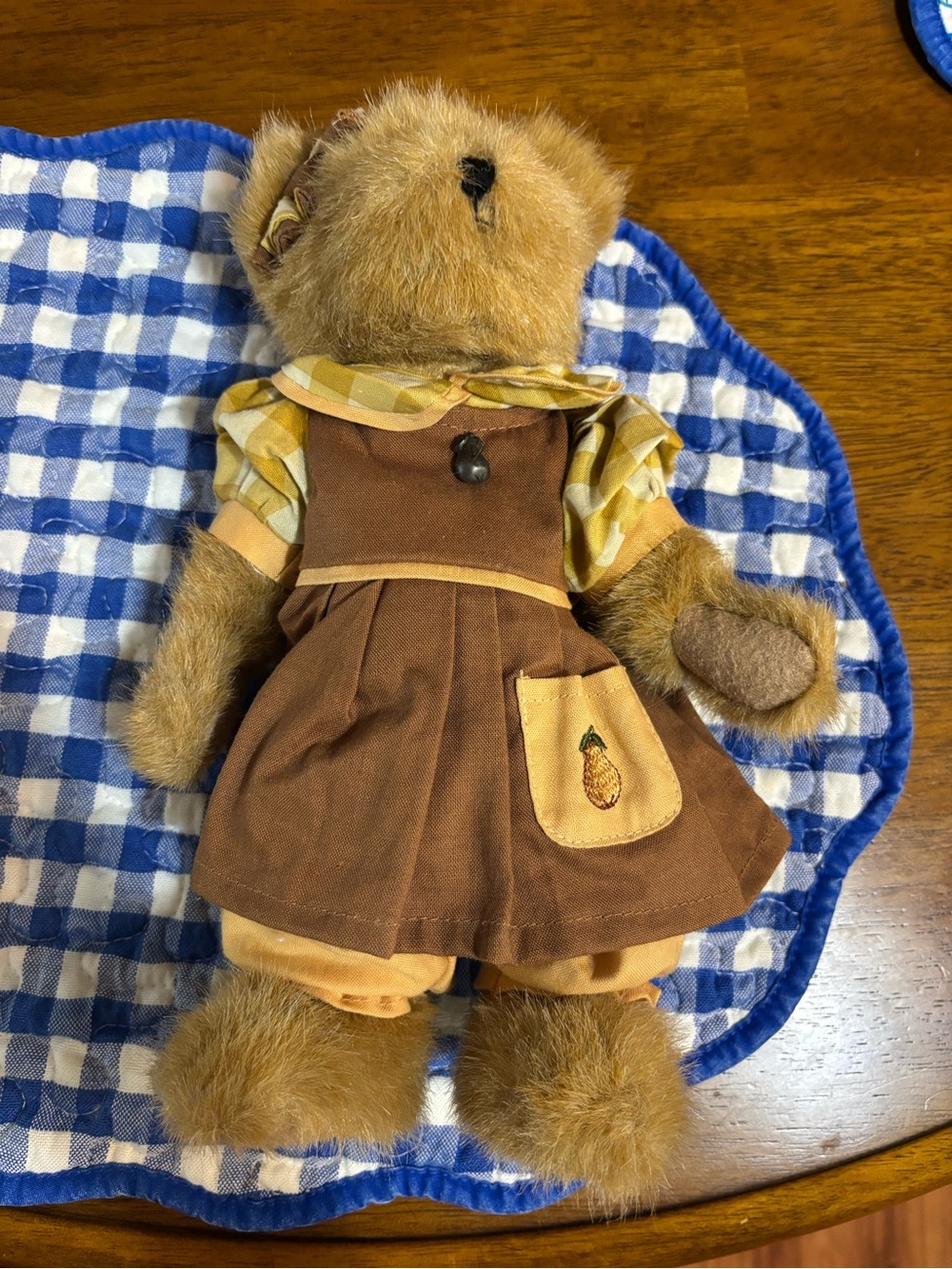 Plush Boyd Bear in Brown and Yellow Dress